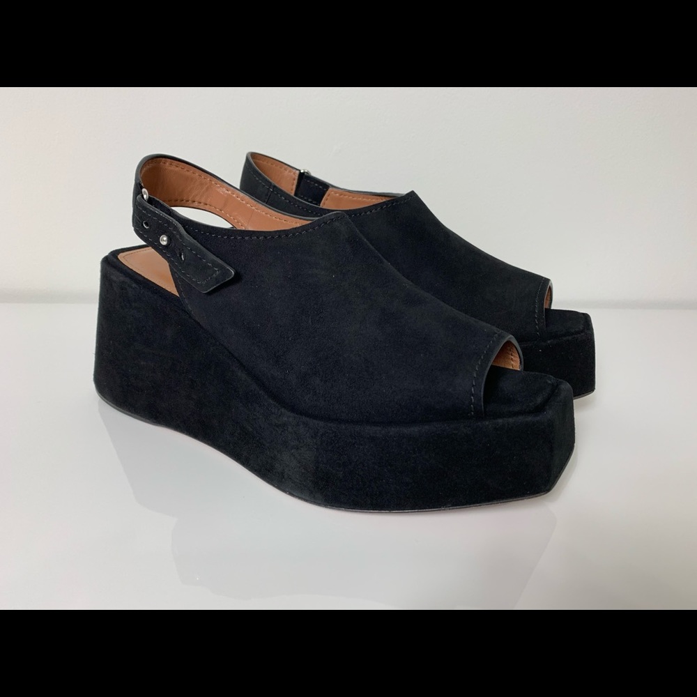 NEW MAX MARA Paride Black Wedge Sandals